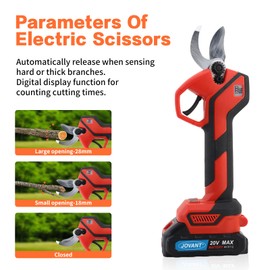 Jovant Electric Pole Pruning Shears with Reach Up to 13-Feet Pole and Portable Bag.1.1Inch(28mm) Pole Pruning Shears for Tree Trimming, Cordless Pole Tree Trimmer (Included 2Pcs 2.0Ah Battery)