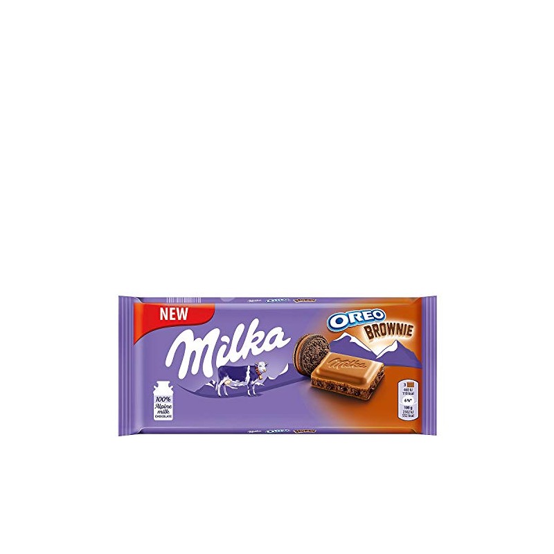 Milka OREO Brownie Milk Chocolate, 100g /3.5 Ounce (Pack of