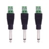 3-Pack 6.35mm 1/4" Mono Plug TS 6.35mm Male Solderless Terminal