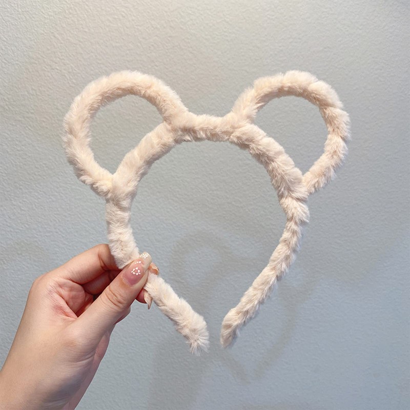 Thick Plush Headband Women Round Mouse Bear Ears Makeup Headband