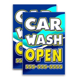 Car Wash Open (24" X 36") Vinyl Decal Only (Pack of 2)