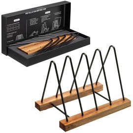 Big Fudge Vinyl Acacia Wood Record Storage - LP Holder with Scratch-Resistant Base - Album Collection Display Stand - Easy-Assemble Organizer Rack for Records - Holds 30-40 LPs