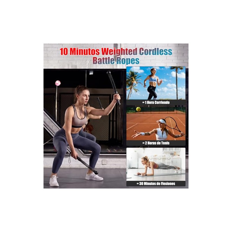 Weighted Cordless Battle Ropes,2PCS Cuerdas de Batalla sin Cuerda,Cuerda de