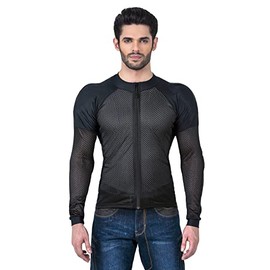 WICKED STOCK Breathable All Seasons Mesh Motorcycle Riding Shirt for Men with CE (Certified) Protective Padded Shields (Black, 3X-Large)