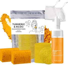 Baorder Set De 4 Piezas De Lavado Y Cuidado De Cúrcuma, Limpiador Facial De Cúrcuma, Discos Exfoliantes De Limpieza De Cúrcuma, Bolsitas De Malla De  