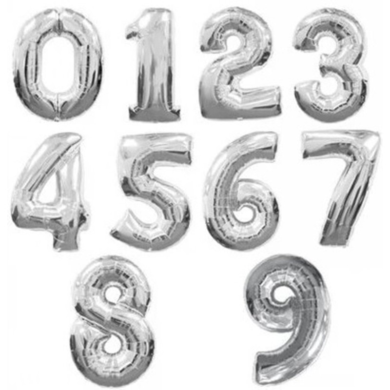 Perfect Size Number Balloons, Silver, Birthday, Wedding, Party (6)