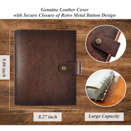 Adeerus Genuine Leather Photo Album 4x6 for 300 Photos, with Writing Space of 40 Writing Paper, Binder Pocket, Travel Family Wedding Kids Graduation Ultrasound Baby Picture Album Scrapbook, Brown