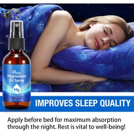 2 Packs Magnesium Spray, Pure Magnesium Oil Spray for Feet, Natural Topical Magnesium for Body Health,Easy to Absorb and Use,Hair Smooth,Soothing,Relax for Sleep & Muscle 4 Fl.Oz
