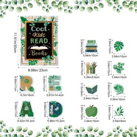 Zonon 45 PCS Reading Bulletin Board Poster Eucalyptus Classroom Decorations Boho Greenery Bulletin Board Motivational Elementary Educational Prints Poster for Teachers Kindergarten Preschool Library