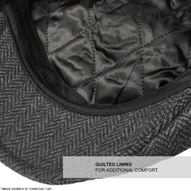 TOSKATOK® Unisex Herren, Damen 8-Panel mit Fischgrätmuster Wollmischung Baker Boy Schirmmutzen