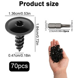 70 Pcs Self Tapping Screw Auto Car Body, Car Fender Liner Torx Screws, Screw Bolt Retainer, Wheel Arch Inner Liner Splash Guard Screws with Bits for Vehicle Maintenance Repair