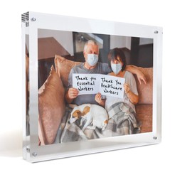 MIRA-K Acrylic Picture Frame 8 x 10 with Magnetic Closure | Crystal Memories | Double Sided Frameless Lucite Photo Frame for Tabletop | Decorative Keepsake Display for Tickets, Postcards and Awards