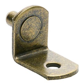 1/4" Bracket Style Cabinet Shelf Support Pegs w/Hole - Antique Brass - Pack of 50