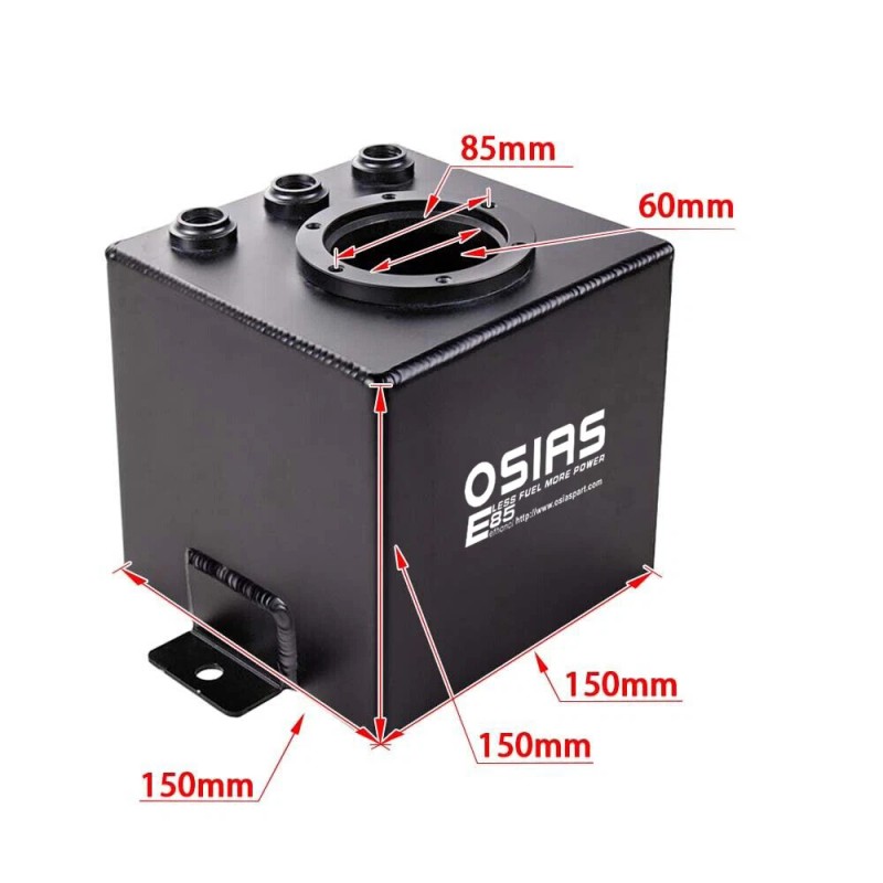 OSIAS 044 External Fuel Pump + 2L Black Aluminum High