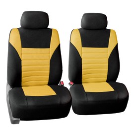 FH Group Car Seat Covers Front Set Premium 3D Air Mesh -Low Back Car Seats with Removable Headrest,Universal Fit,Automotive SeatCover,Airbag Compatible Car Seat Cover for SUV,Sedan,Van Yellow