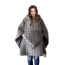 Weighted Blanket, Wearable Heavy Blanket 10lbs(57.4''x47.2'') Grey for Adult, Soft Material with Premium Glass Beads for Better Sleep