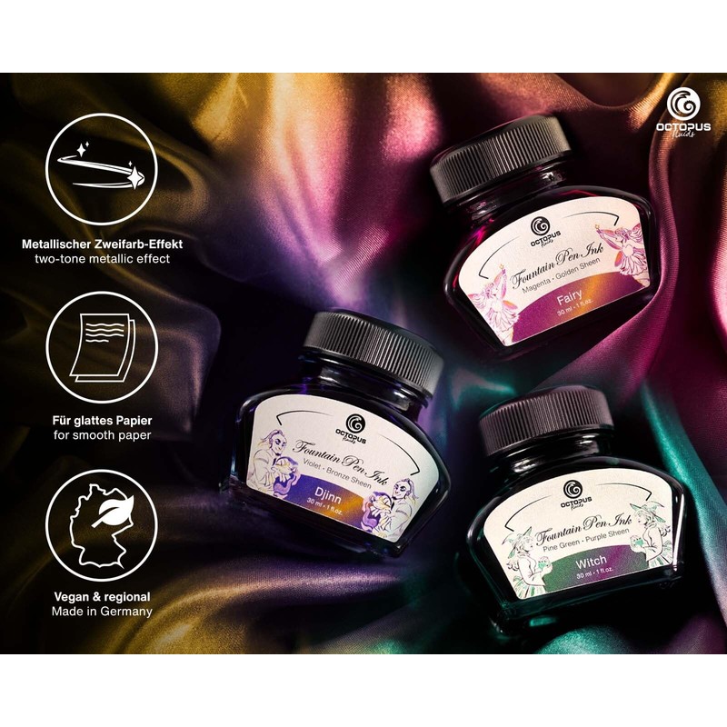 Octopus Fluids 3 x 30 ml Sheen Fountain Pen Ink