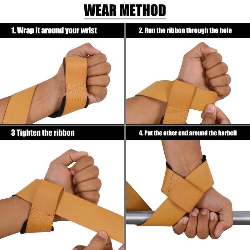 QTF Lifting Wrist Straps, Full Leather Wrist Assistance for Heavy