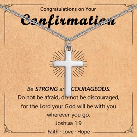 Leyung Confirmation Gifts for Teenage Boys, Christening Cross Necklace Gifts for Boys, Catholic Confirmation Sponsor Gifts, Christian Easter Gifts for Teens Boys Son Godson Grandson Nephew