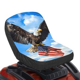 Tomeusey Eagle USA Flag Lawn Mower Seat Cover Craftsman, Waterp[roof Lawn Mower Seat Protector Waterproof Heavy Duty Tractors Seat Cushion, Lawn Mower Accessories