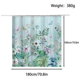 FAIRYGATE B9822 Curtain with Hooks Bathroom Curtains Window Shower Curtain for Bathtub 180 x 180 cm Bath Curtain Anti Mould Shower Curtains Shower Curtains No Drilling with 12 Shower Rings with Hooks
