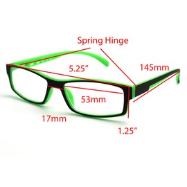 Colorviper Soft Matte Black w/ 2 Tone Reading Glasses Spring Hinge (MATTE BLACK GREEN, 1.75)