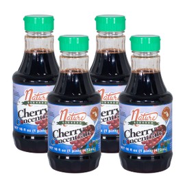 Nature Blessed 100% Pure Tart Cherry Concentrate - 4 Pints (Four 16oz Bottles), Very refreshing drink alone or in Smoothie, All Natural, No added Sugar or Preservatives