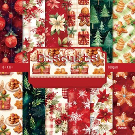 24 Sheets 6'' x 6'' Christmas Holiday Scrapbook Paper One Sided Cardstock for DIY Photo Album Card Making Decorative Paper (R2459)