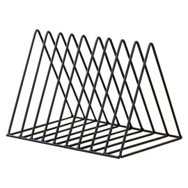 Desktop Organizer Rack Rustproof Simple Triangle Geometric Iron File Holder Decoration for Office Study Living Room Black