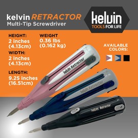 Kelvin Retractable Screwdriver - Birthday Gifts for Men, Dad Gifts, Gifts for Him, Adults Birthday Gifts, Tools for Men, Christmas Gifts for Men, DIY Tool with Mutiple Quick Change Screw Heads