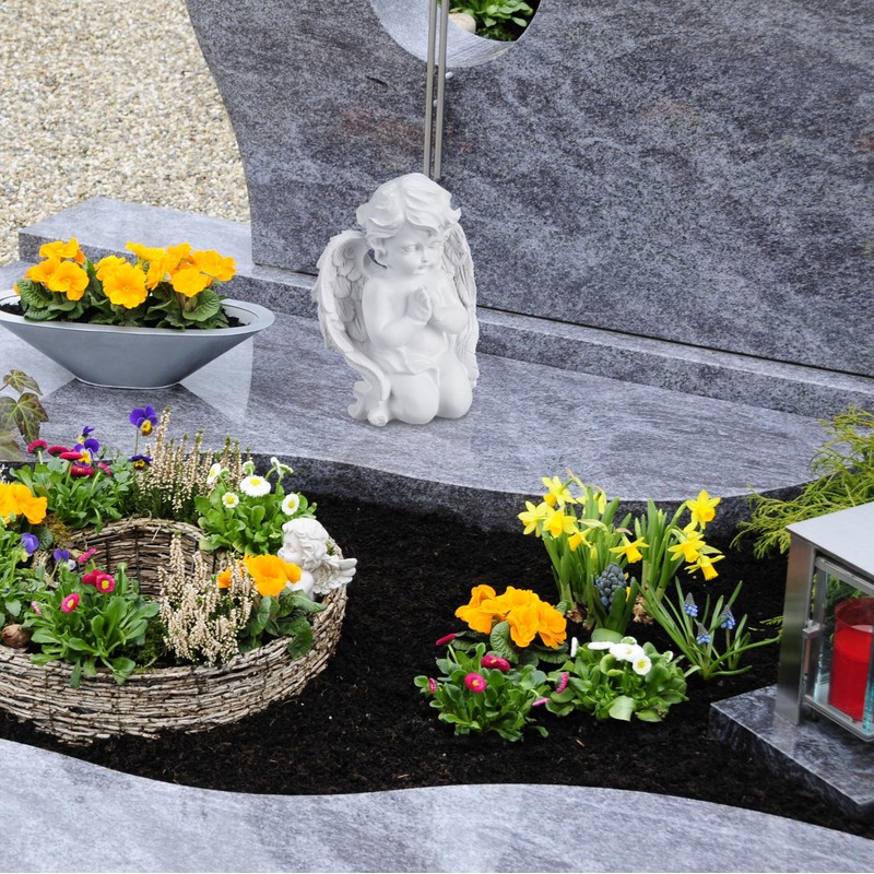 Relaxdays Praying Grave Angel, Artificial Stone, Weather, Frost & UV