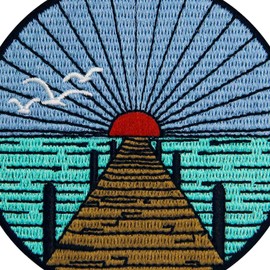 ZEGINs Sunrise From The Sea Patch Embroidered Applique Badge Iron On Sew On Emblem