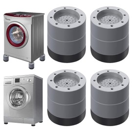 Pack of 4 Washing Machine Foot Pads, Vibration Damper Washing Machine Feet Pad Adjustable Rubber Vibration Damper for Non-Slip and Noise Reducing (Grey)