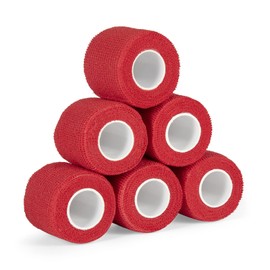 6Pcs 2”x 5 Yard Self Adhesive Bandage Wrap Breathable Self Adherent Cohesive Wrap Bandages Vet Tape for Dog Cat Athletic Elastic Cohesive Bandage Wrist Ankle Grip Cover Wrap Tape (Red)