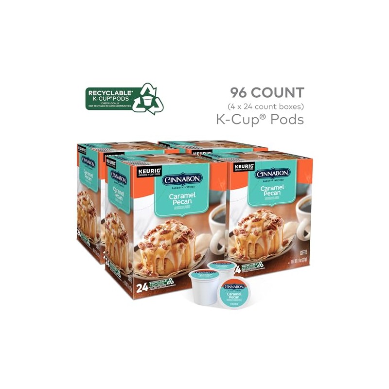 Cinnabon Caramel Pecan Coffee, Keurig Single Serve K-Cup Pods, 96