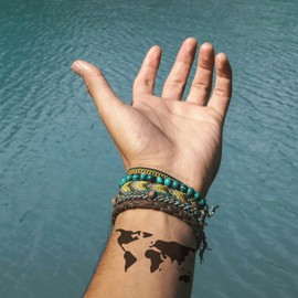 Fake Tattoo Travel - Temporalis® | Adult Temporary Tattoos - EU Certified Cosmetics, Vegan & Waterproof - Lasts 1 to 2 Weeks [World Map]