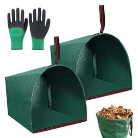 Garden Bags for Debris, 2 Pack 53 Gallon Reusable Yard Waste Bag, Lawn Garden Bag with Gardening Gloves, Leaf Bags Reusable for Collecting Leaves, Debris, Grass, Clippings, Trash
