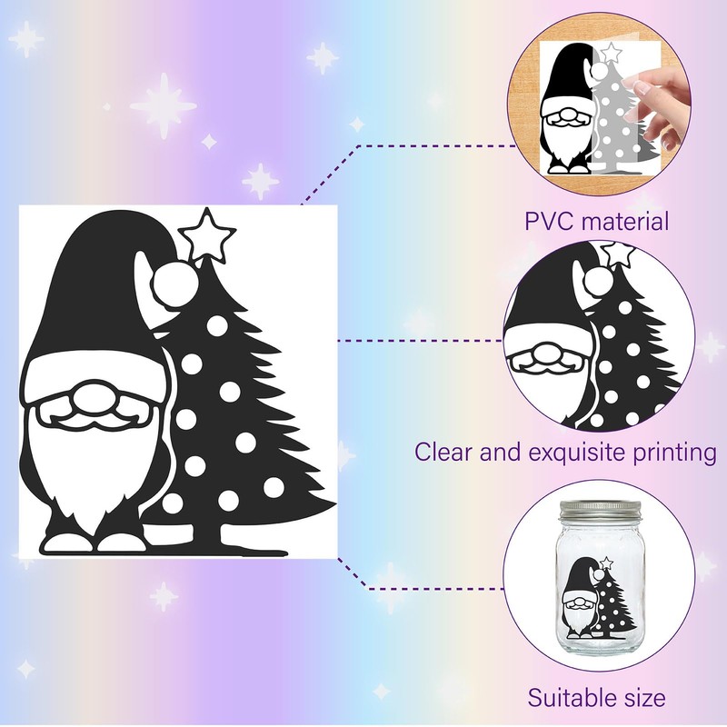 CREATCABIN 24Pcs Christmas Silhouettes Mason Jar Decor Lantern Laser Cutouts