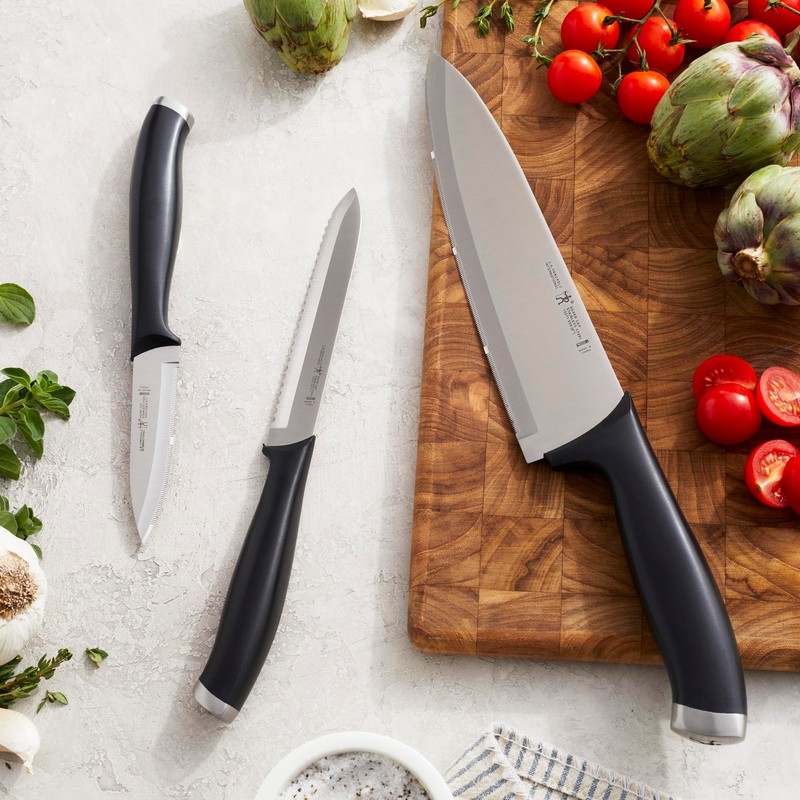 HENCKELS Silvercap Razor-Sharp 3-Piece Kitchen Knife Set, Chef Knife, Paring