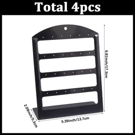 SUNNYCLUE 4 schwarzer Ohrringhalter Schmuckständer Aus Acryl 4 Ebenen L Förmig Für Ohrstecker Tischaufbewahrung Organizer Vitrine Mit 24 Löchern Für Halsketten Armbänder Heimverkaufszubehör