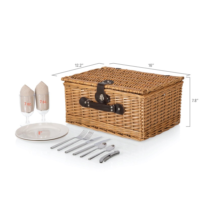 PICNIC TIME Classic Picnic Basket for 2, Romantic English-Style Wooden