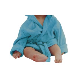 Baby Soft Terry Towelling Bathrobe with Hood Belt and Button Raspberry, turquoise