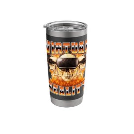 Virtual Reality VR Player Video Gaming Skull 90s Bootleg Stainless Steel Insulated Tumbler