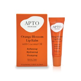 APTO Orange Blossom Lip Balm w/Coconut Oil Trio: Pocket Lip Moisturizer for Dry, Chapped Lips, Set of 3, 0.33 fl. oz. Each