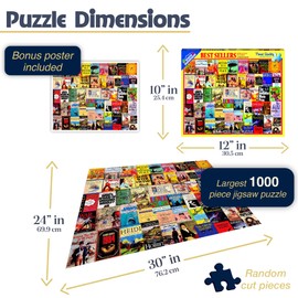 White Mountain Puzzles "Best Sellers", Vintage Book Covers Collage, 1000 Piece Jigsaw Puzzle