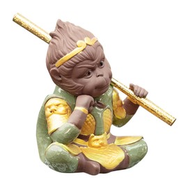 Ciieeo Purple Sand Monkey Tea Pet Sculpture Charming Office Decor Purple Sand Material Unique Monkey Ornament for Tea Ceremony and Home Decor Easy to Store and Carry