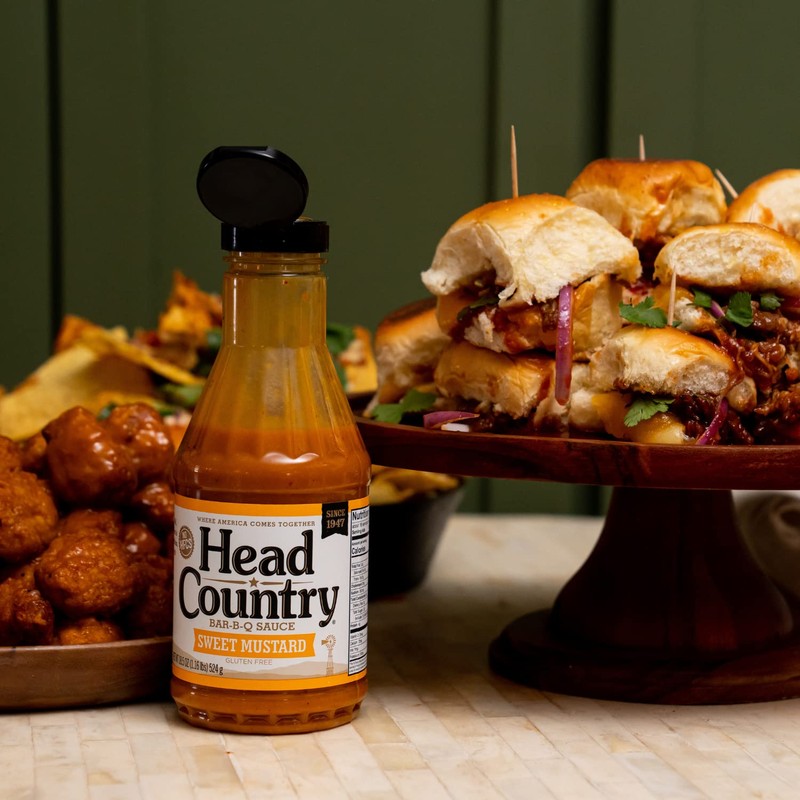 Head Country Bar-B-Q Sauce, Sweet Mustard, 18.5 oz, Pack of