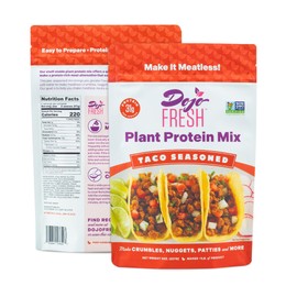 Dojo Fresh Taco Seasoned Plant Protein Mix – Plant Based Meat Alternative for Meatless Tacos Burritos Enchiladas and More - Vegan, Soy Free, Non-GMO, Shelf Stable - 31g Protein Per Serving, (8 oz Pack of 1)