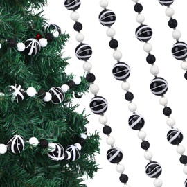 Canlierr 6.56 ft Christmas Tree Ball Garland Black and White Candy Christmas Ball Garland Plastic Glitter Beaded Hanging Wreath for Xmas Tree Fireplace Holiday Party Decor