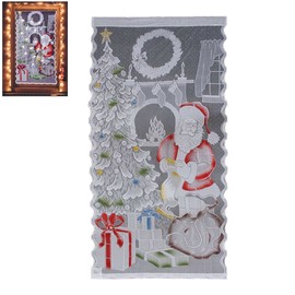 Christmas Lace Curtains LED Light Santa Claus Half Blackout Curtains Living Room Bedroom Home Decor